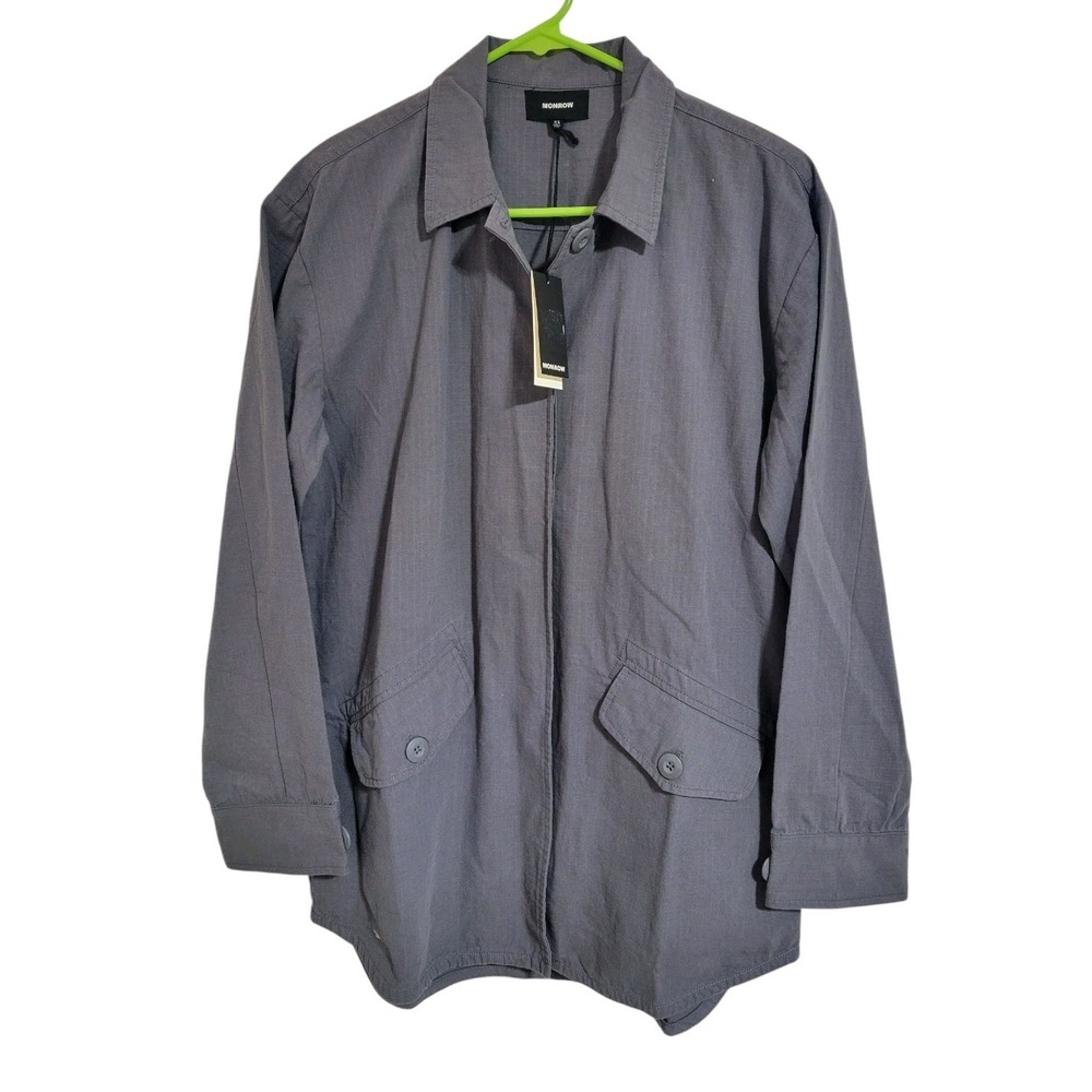 MONROW Women's Gray Vintage Shirt Jacket Shacket Gray‎ Size XS Cotton